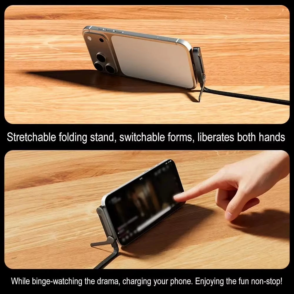240W Type-C to Type C Cable Elbow Fast Charging Data Cable Foldable Stand Phone Holder for Iphone 17/16/15 for Samsung Charger