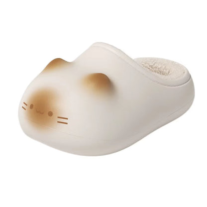 New Waterproof Cat Slippers Warm Bottom Cat Paw Kitty Mules Fluffy Closed Toe Cat Paw Slippers Outdoor Indoor