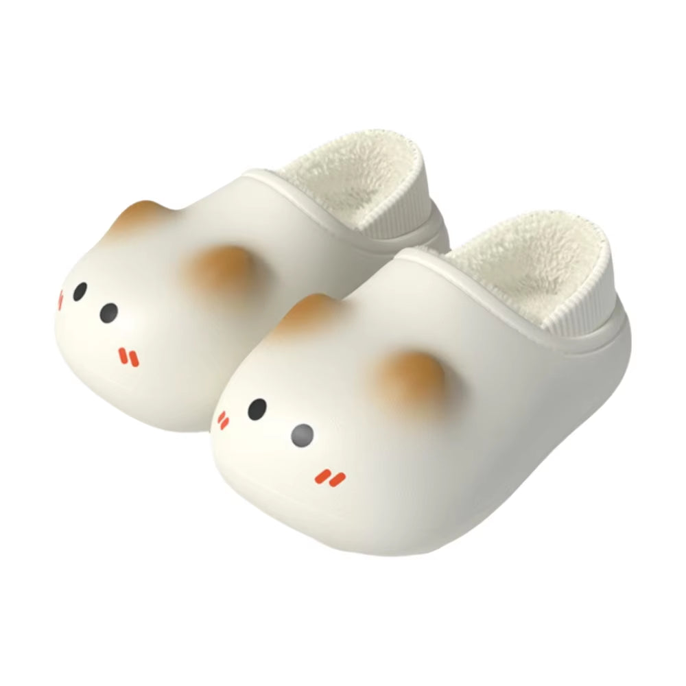 New Waterproof Cat Slippers Warm Bottom Cat Paw Kitty Mules Fluffy Closed Toe Cat Paw Slippers Outdoor Indoor
