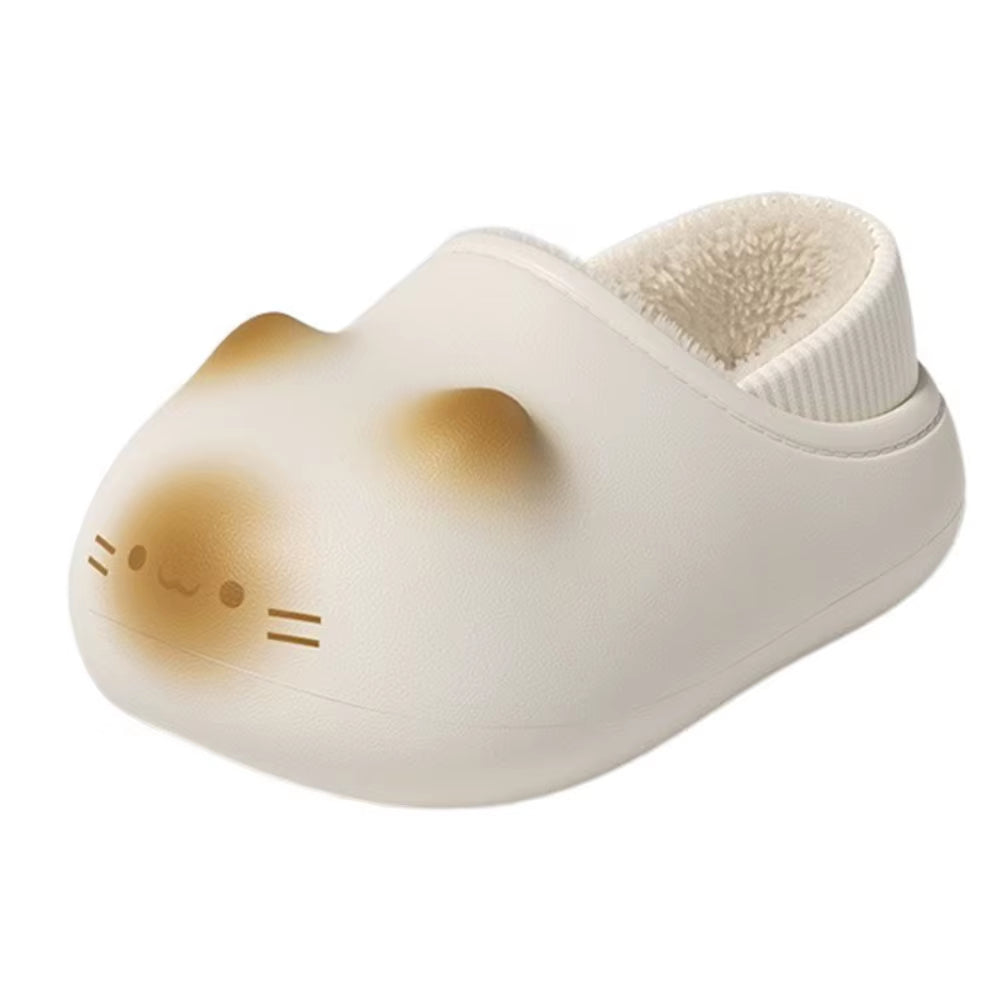 New Waterproof Cat Slippers Warm Bottom Cat Paw Kitty Mules Fluffy Closed Toe Cat Paw Slippers Outdoor Indoor